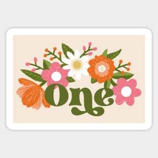 Retro Floral First Birthday Sticker